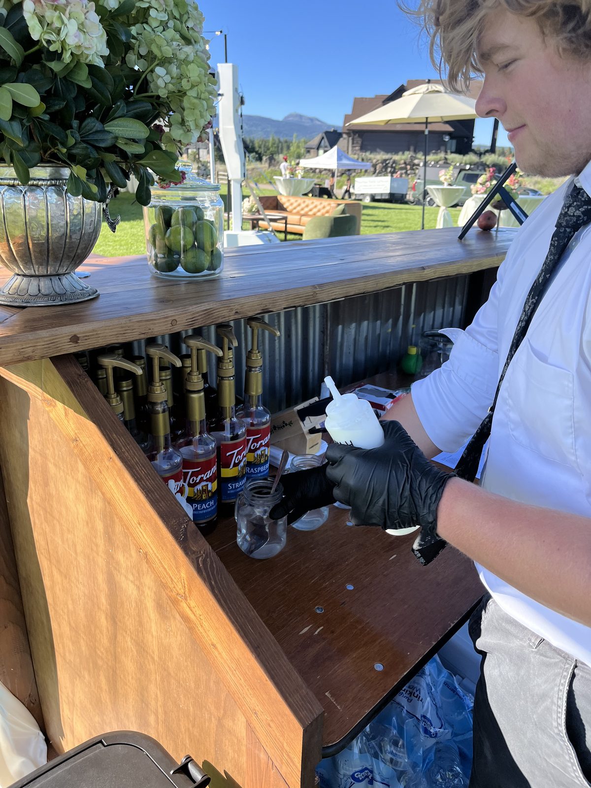 Bartender prepping the bar for service
