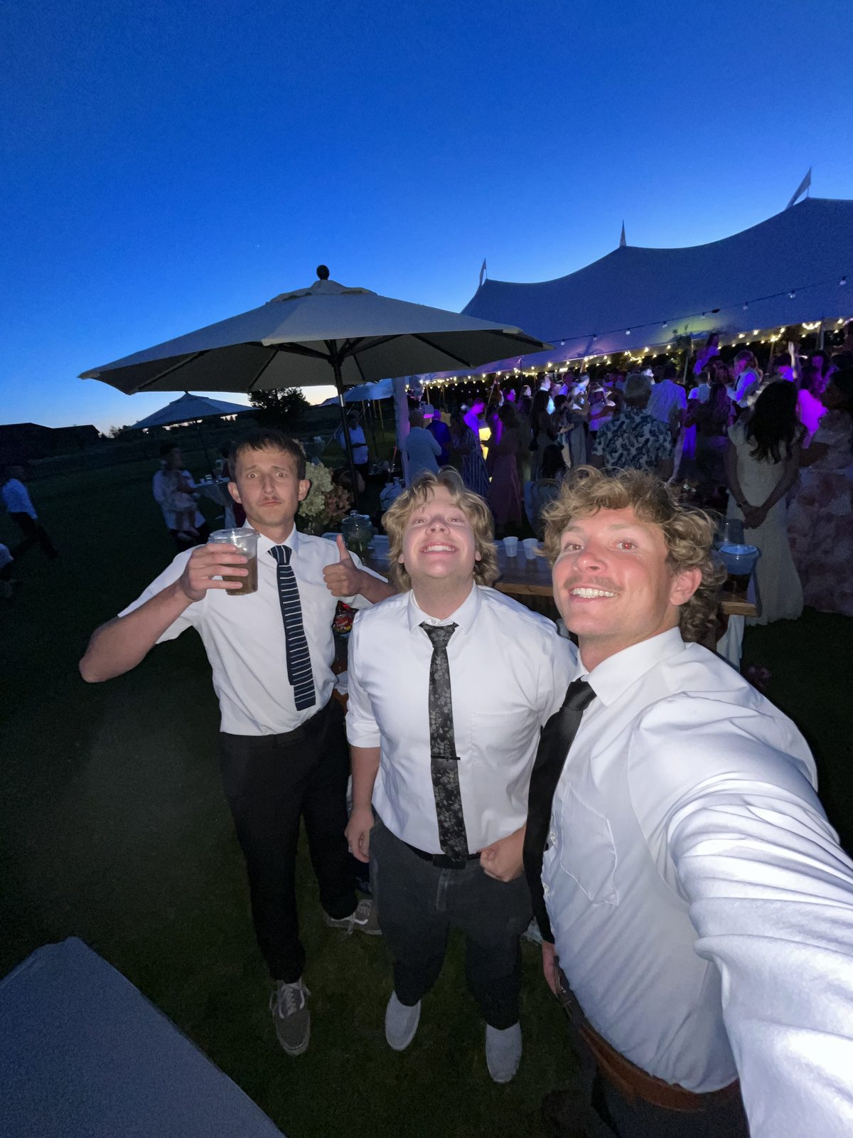 DRTY Soda team selfie at an evening reception